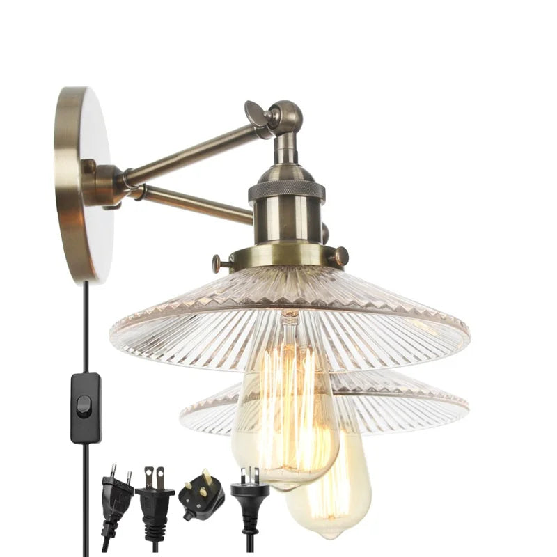 Industrial Vintage Loft 2-Light Plug In LED Wall Lamp