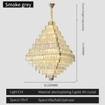 Square Pyramid Crystal Chandelier for Living Room & Hotel Lobby