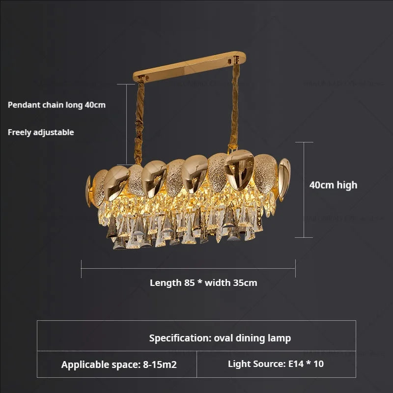 Crystal Chandelier: Modern Elegance for Living Room, Dining Room, Bedroom - Gold Finish