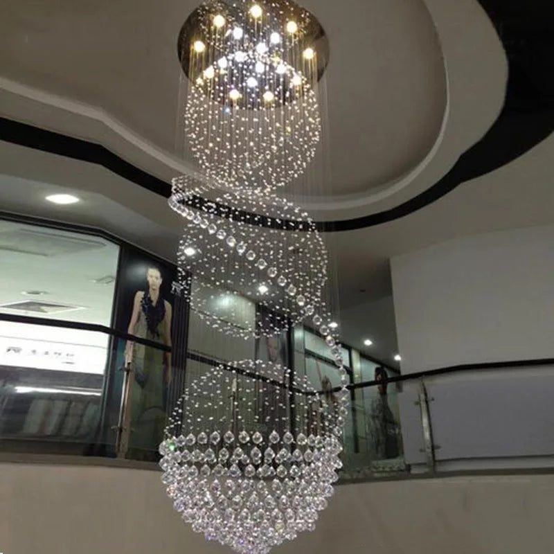 Crystal Spiral Chandelier: Modern LED Indoor Lighting for Luxurious Living Spaces