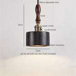 LED Pendant Lights Black Travertine Table Hanging Lamp for Bedroom Living Dining Room