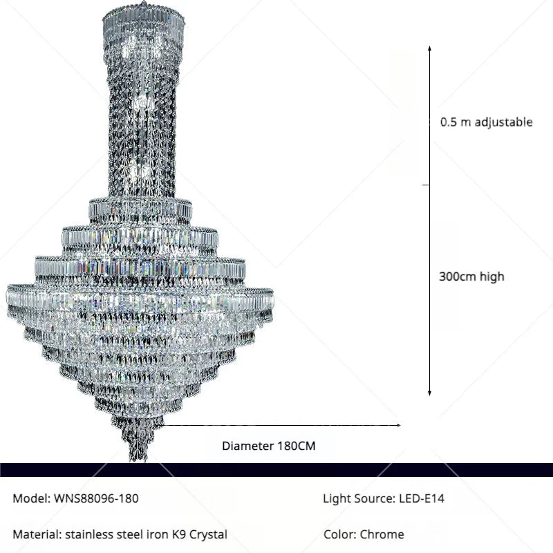 Crystal Chandelier: Luxury Modern Staircase & Living Room, Hotel & Villa Lighting