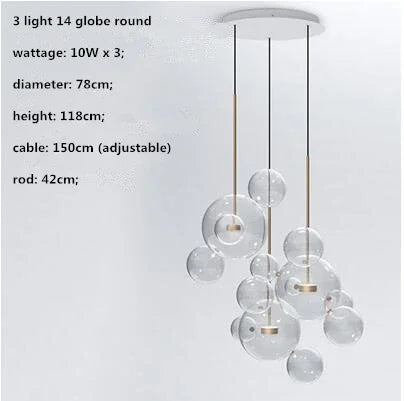 Modern Clear Glass Globe LED Pendant Light - Micky Copper Hanging Lamp
