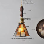 Walnut Wood Glass Pendant Lights LED Vintage Loft Kitchen Living Room Lighting