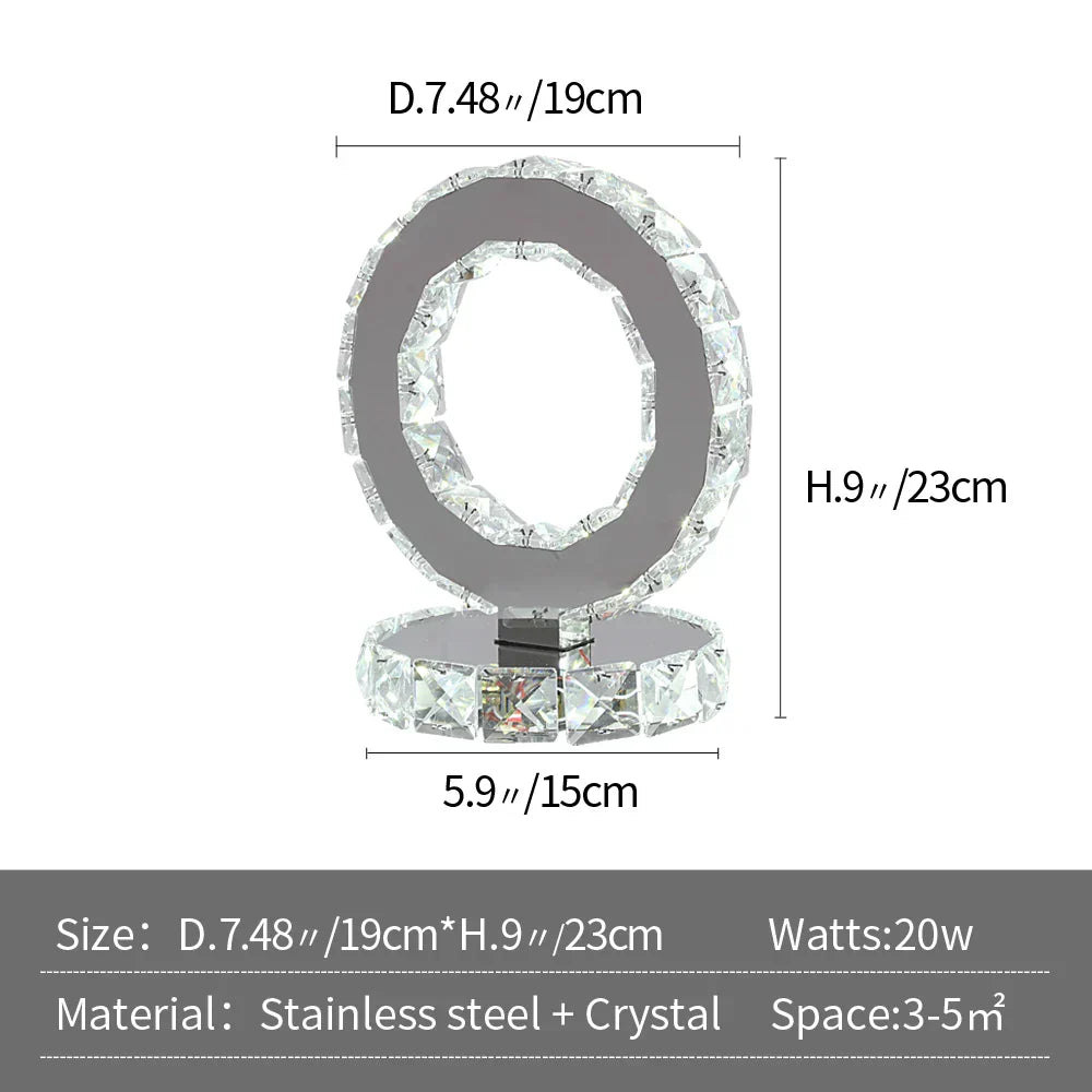 Modern LED Crystal Stainless Steel Desk Lamp for Bedroom and Outdoor Lighting