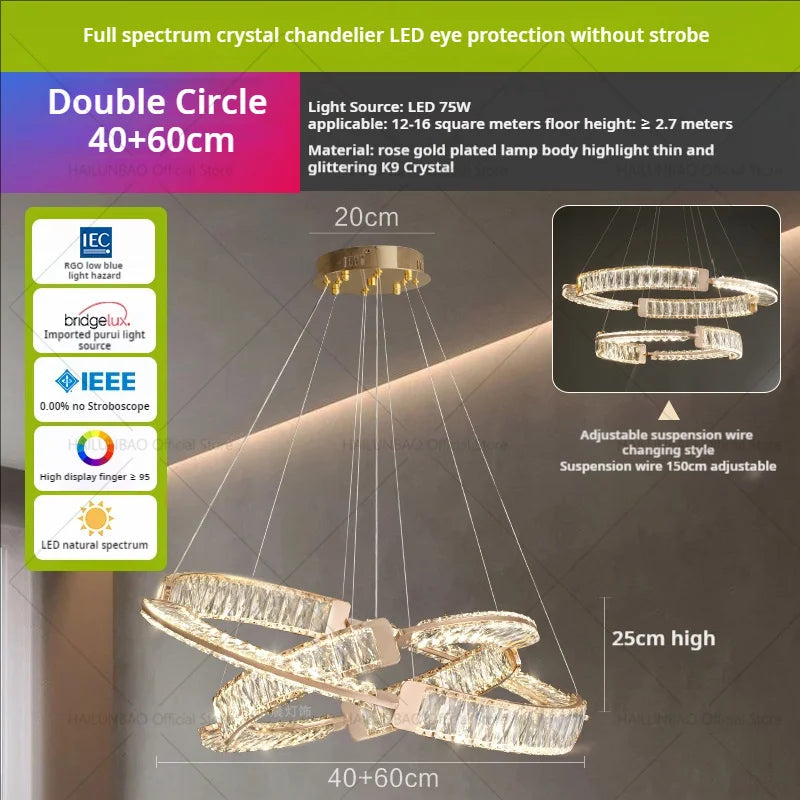 Light Luxury Crystal Chandelier for Elegant Living & Dining Atmosphere