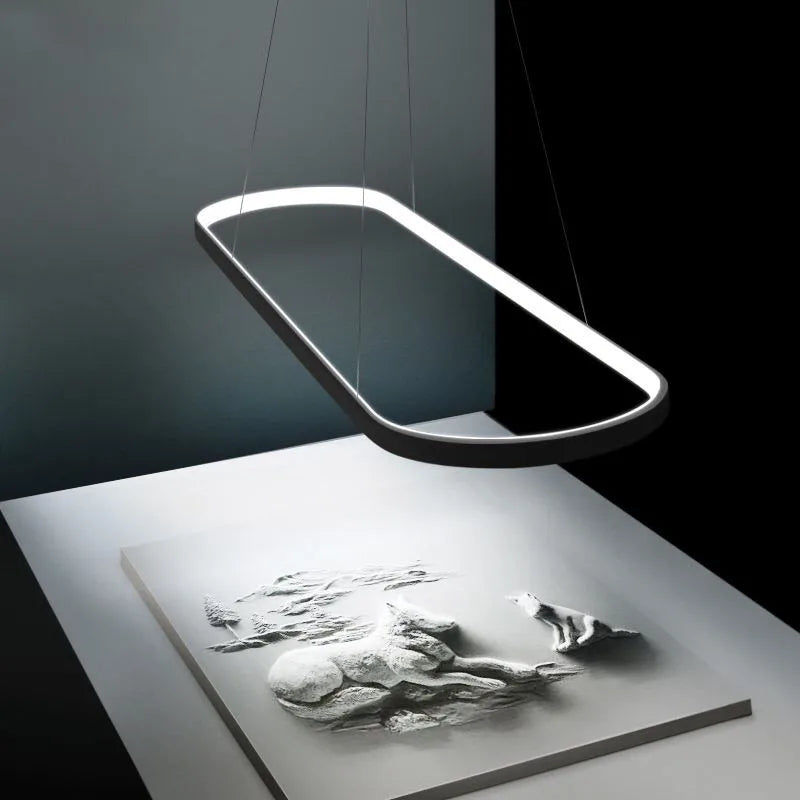 Modern Dimmable LED Pendant Lights Black White Chandelier for Dining Table Kitchen