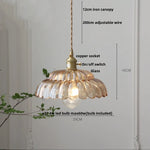 Walnut LED Glass Flower Pendant Light Fixture Adjusts Wire Modern Dining Bathroom