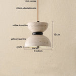 Yellow Travertine Stone Pendant Lamp for Bedroom Balcony Cafe, 2m Wire, Nordic Modern Style