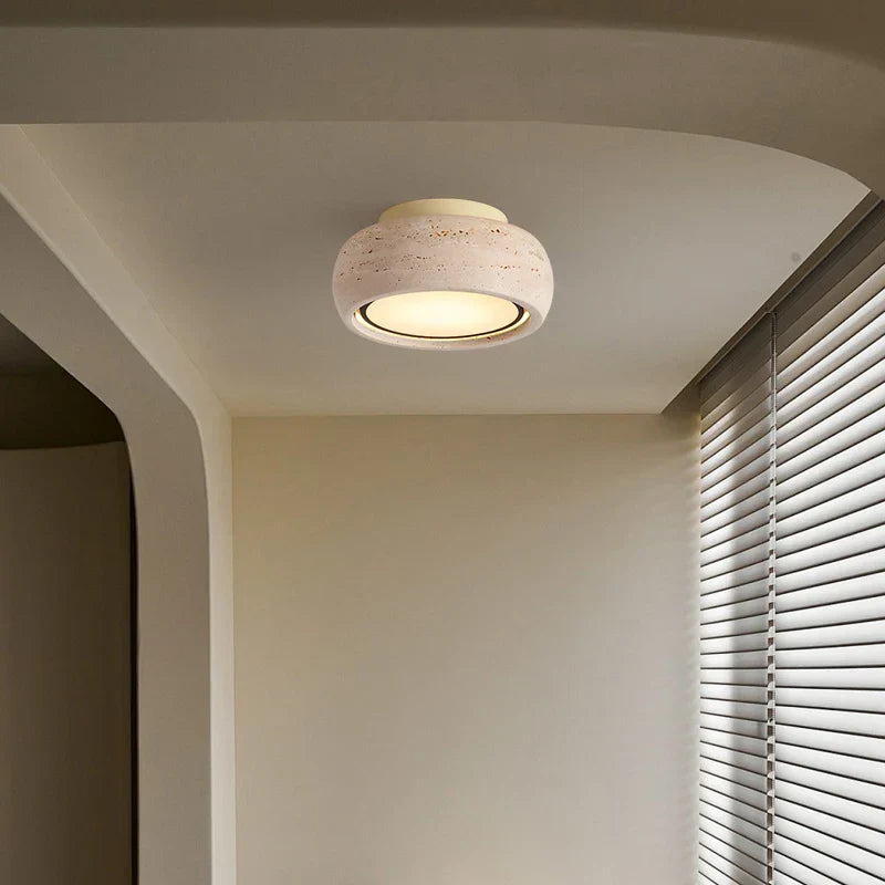 Yellow Travertine LED Ceiling Lamp Art Decoration for Home Lighting