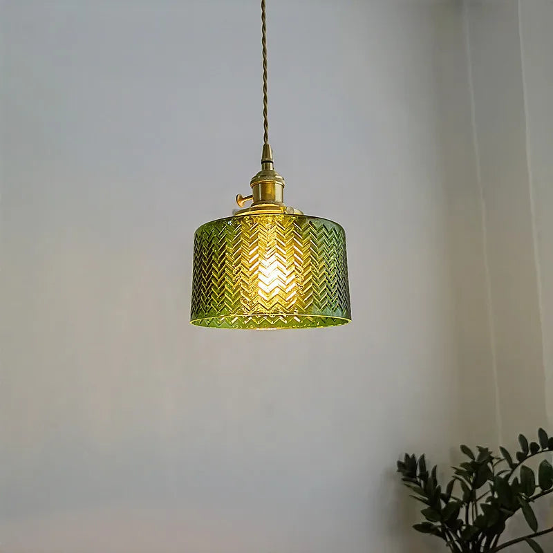 Green Glass Pendant Light Chandelier - Nordic LED Hanging Lamp for Home Decor