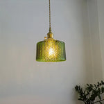 Green Glass Pendant Light Chandelier - Nordic LED Hanging Lamp for Home Decor