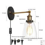 Vintage Single Arm LED Wall Lamp Iron Glass Retro Stair Light