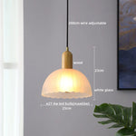 Wood Glass LED Pendant Light Suspension Luminaire for Home Decor