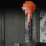 Gold Tassel LED Chandelier for High Ceilings - Elegant Home Decor Lighting