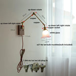 Yellow Glass LED Wall Sconce Walnut Wood Bedside Lamp