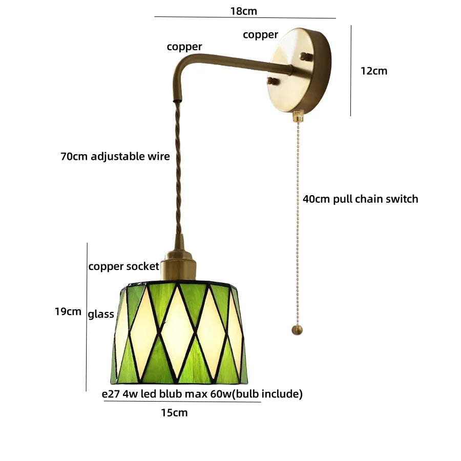 Tiffany Glass Wall Sconce LED Light for Modern Decor