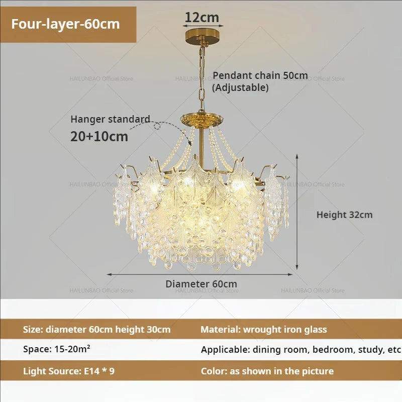 Luxury Cream Wind Crystal Chandelier: High-End Living Room, Dining Room, Bedroom Light