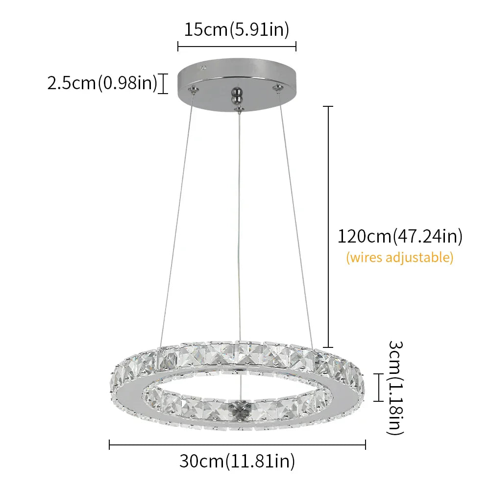 Crystal Pendant LED Chandelier for Modern Living Room Kitchen Decor
