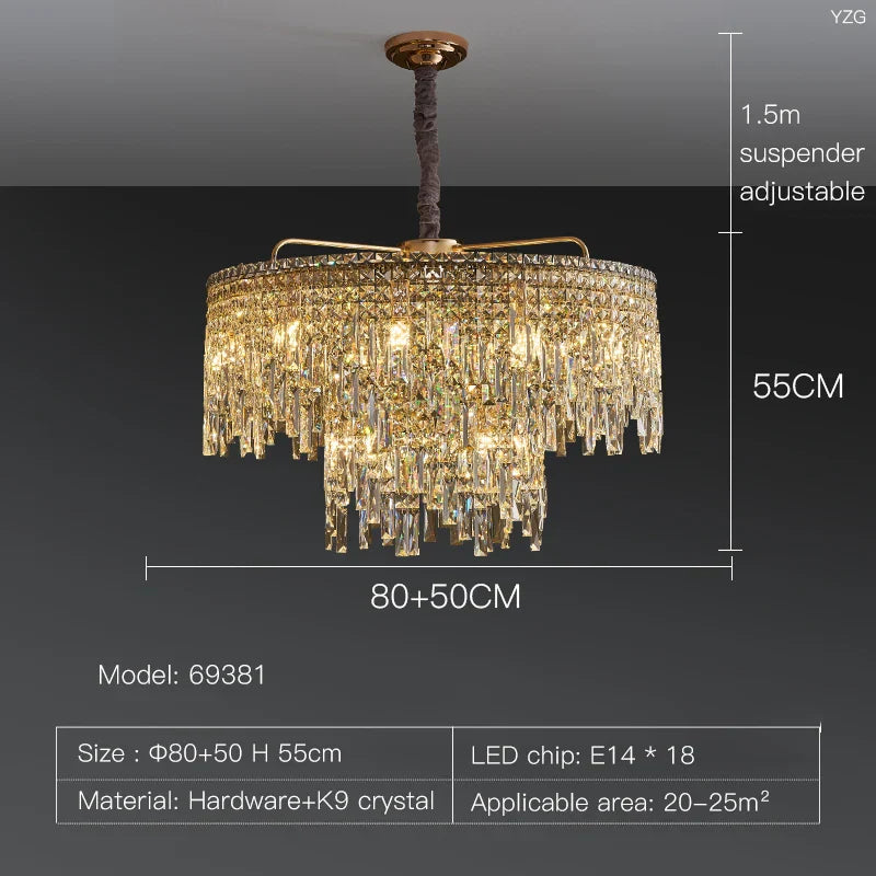 Luxury Crystal Chandelier for Living Room, Bedroom, and Restaurant