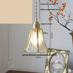Walnut Wood & Copper Glass Pendant Light Fixture, LED Dining Room Luminaire