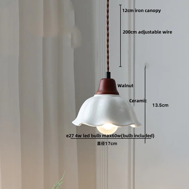 Walnut Wood LED Pendant Lights Nordic Adjustable Kitchen Fixture