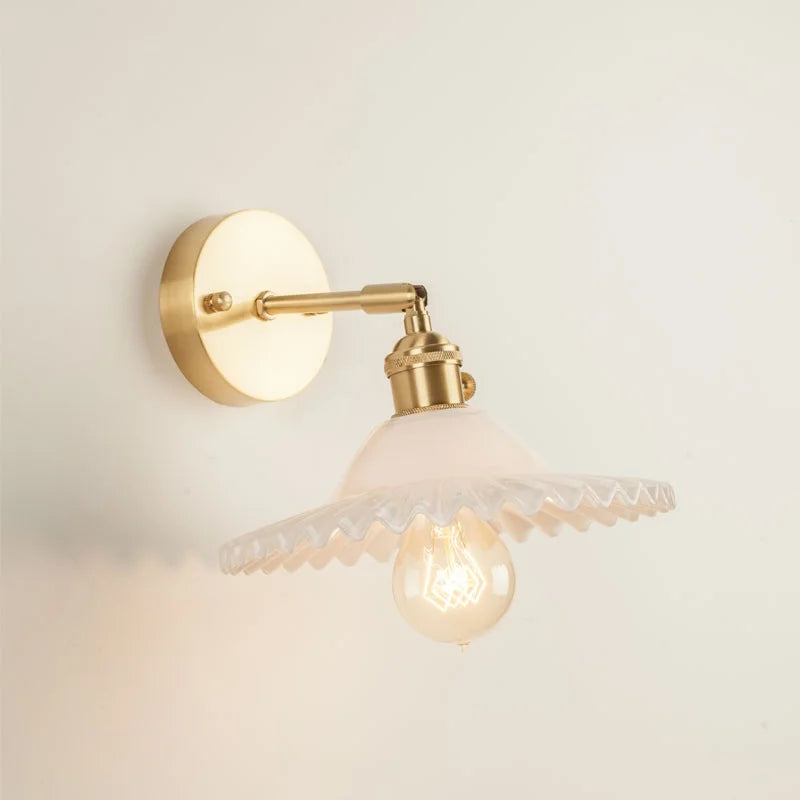 Afralia™ Green Glass LED Wall Light Fixture | Modern Nordic Pull Chain Lamp