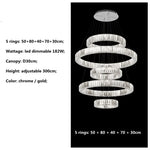 Luxury K9 Crystal Pendant Lights | Dimmable LED Circles Hanging Lamp