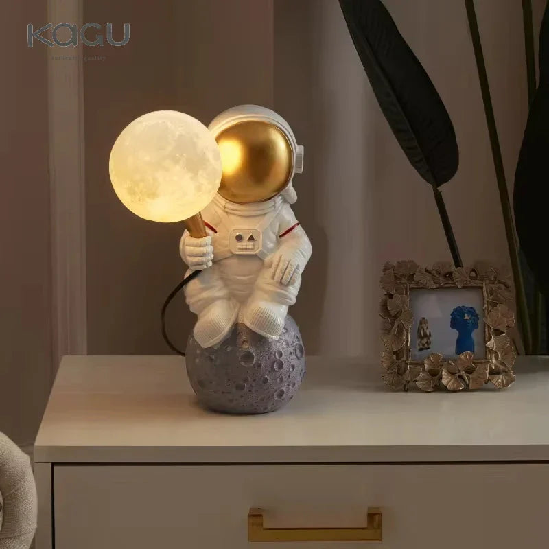 Astronaut Moon Planet Table Lamp Night Light Bedroom Decor Spaceman Theme