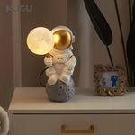Astronaut Moon Planet Table Lamp Night Light Bedroom Decor Spaceman Theme