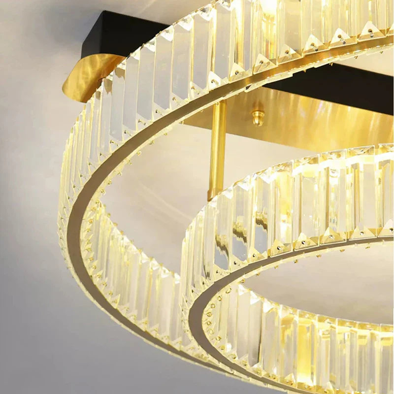 Gold Crystal Copper Ceiling Lamps LED Modern Home Room Decor Lighting