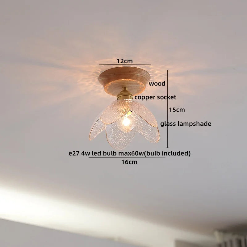 Wood Glass LED Ceiling Lamp Modern Plafondlamp for Home Restaurant Living Room
