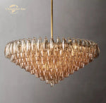 Smoke Glass Tiered Round Chandelier for Living Room, Bedroom, Dining Room