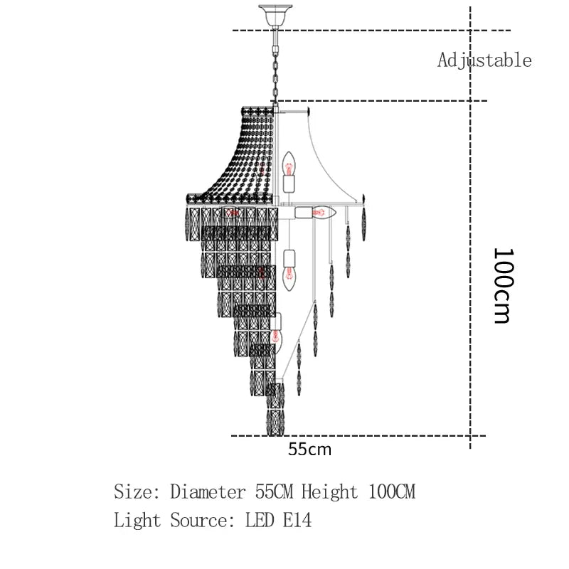 Crystal Luxury Chandelier for Hotel Lobby, Living Room, Villa Decor