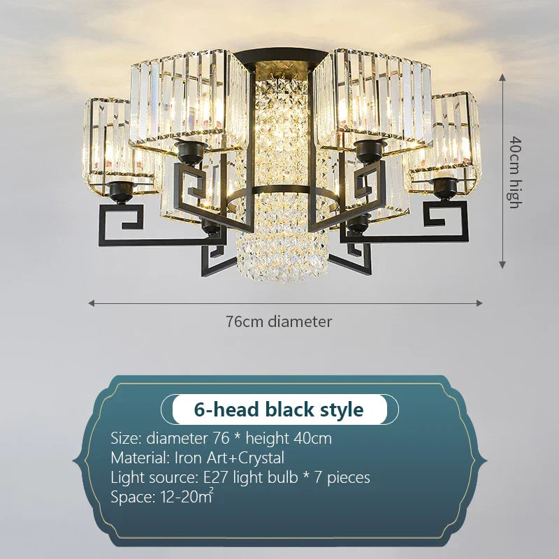 Luxury Crystal Ceiling Light for Living Room, Bedroom, Dining - Modern and Simple