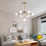 8-Head Nordic Ceiling Chandelier in Black White Gold for Modern Home Decor