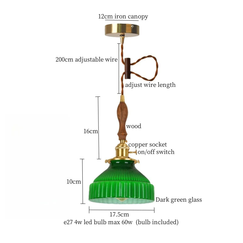 Green Wave Glass Pendant Lamp: Modern Minimalism for Living Room, Bedroom, Cafe