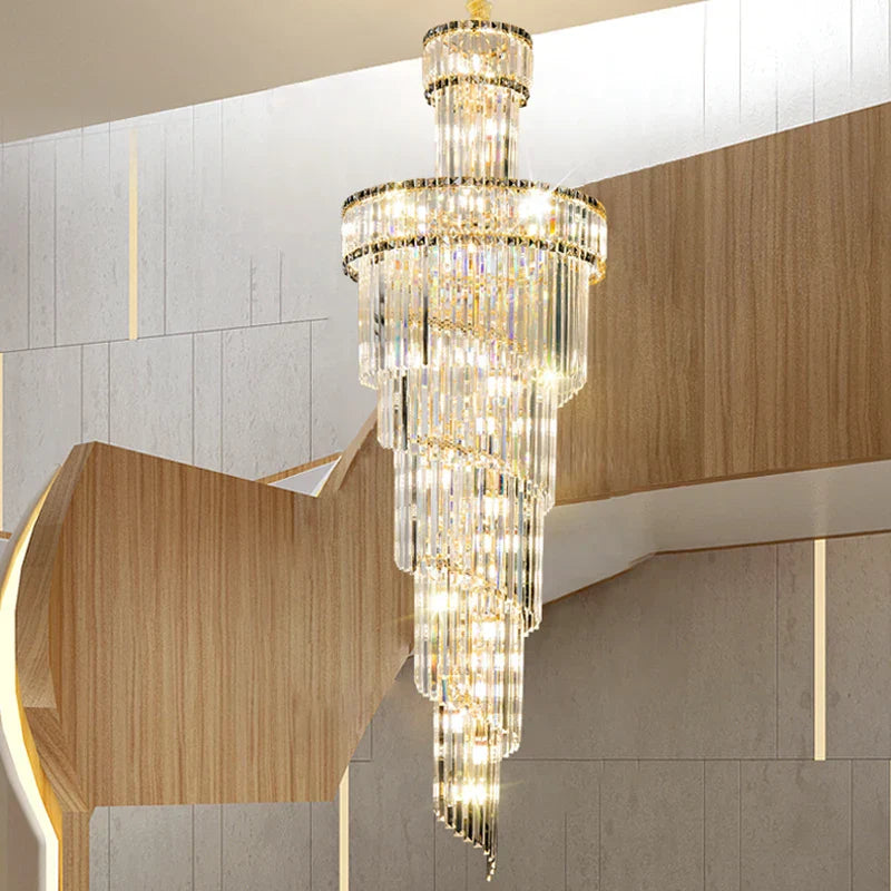 Crystal Spiral Chandelier Duplex for Modern Spaces