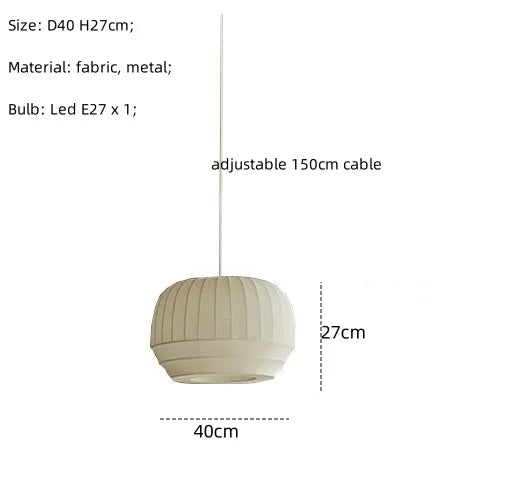 Nordic White Fabric LED Chandelier Pendant Light for Modern Living Room