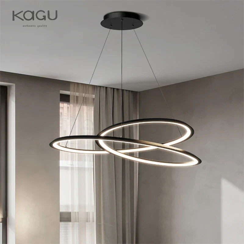 Circular Black/White Chandelier for Living, Dining, and Kitchen Room
