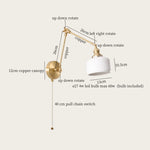 Ceramic LED Wall Lamp, Pull Chain Switch, Nordic Copper, Small Size