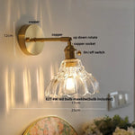 Afralia™ Copper Rotate LED Wall Light with Pull Chain Switch - Modern Glass Bedside Sconce