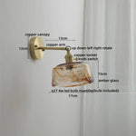 Glass Copper LED Wall Lamp with Knob Switch for Modern Home Decor