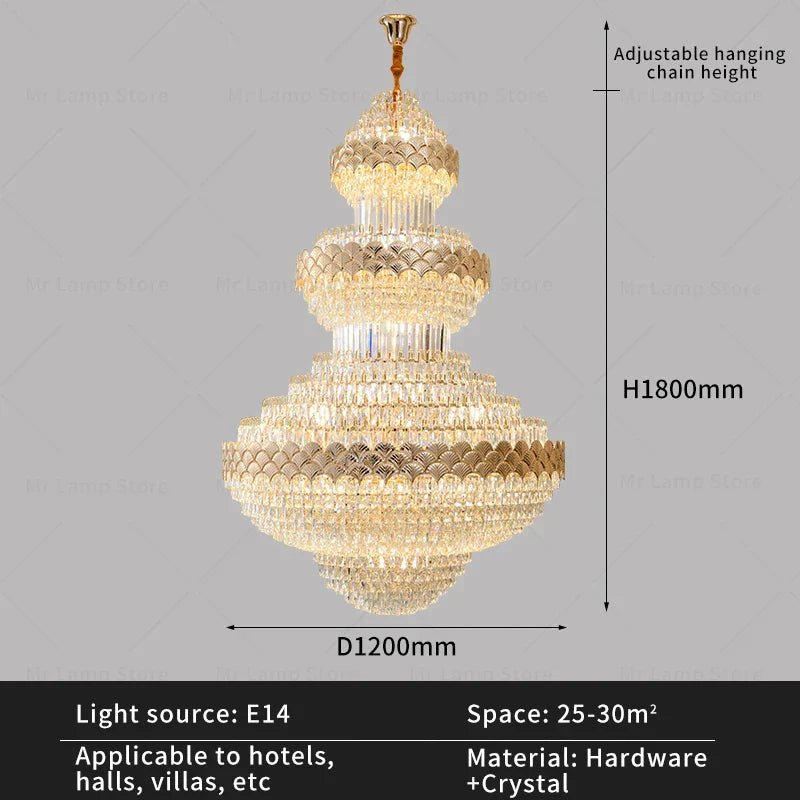 Crystal Chandelier - Modern Duplex Loft Staircase Living Room Lighting