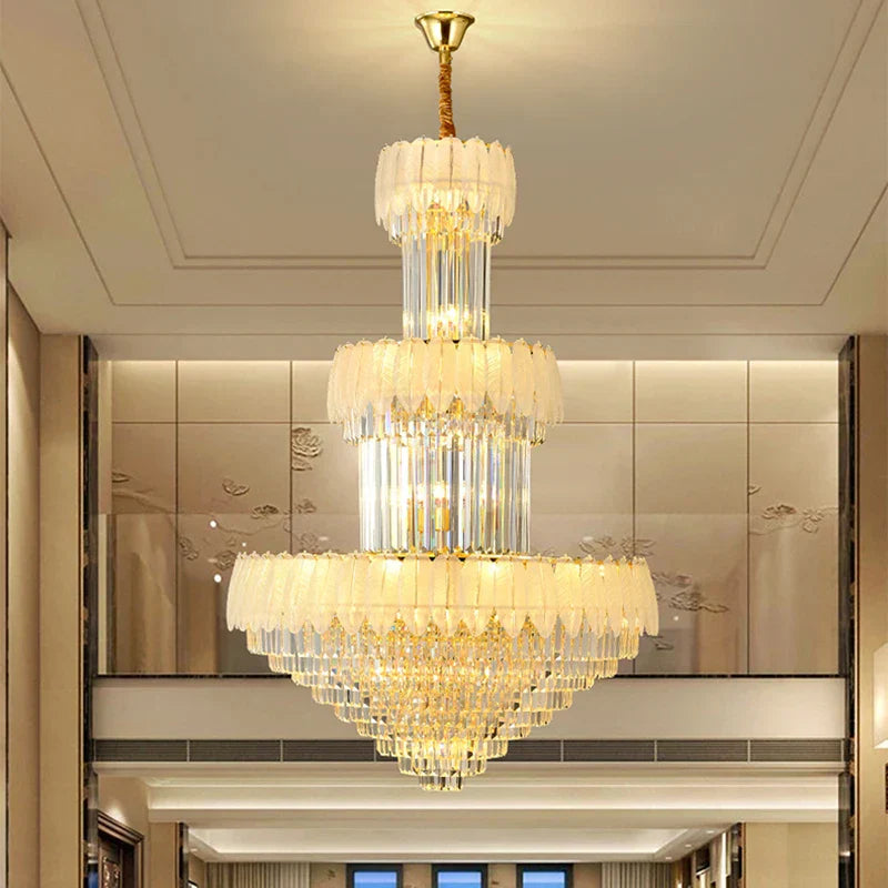 Luxury Spiral Staircase Chandelier for Duplex Villa Hall and Hotel Project