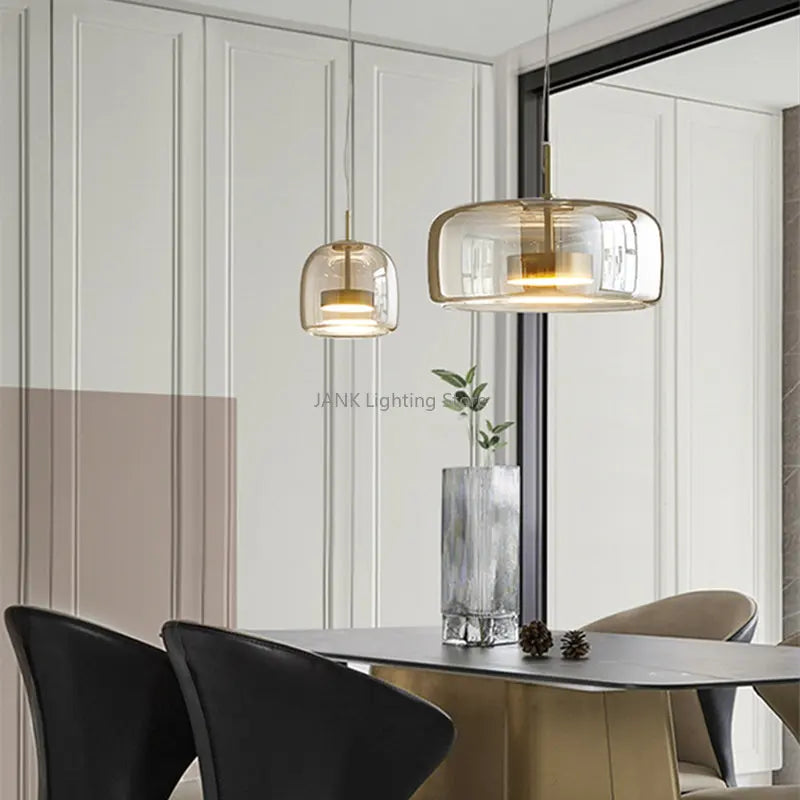 Amber Glass Chandelier Pendant Light for Living Room, Bedroom, Kitchen, and Bar