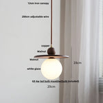 Afralia™ Glass LED Pendant Lamp with Walnut Wood Brass Accent
