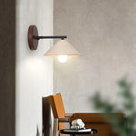 LED Yellow Travertine Wall Light with Wood Pull Chain Switch and Iron Frame