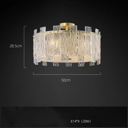 Art Deco Golden Copper Glass Chandelier LED Lighting Fixture