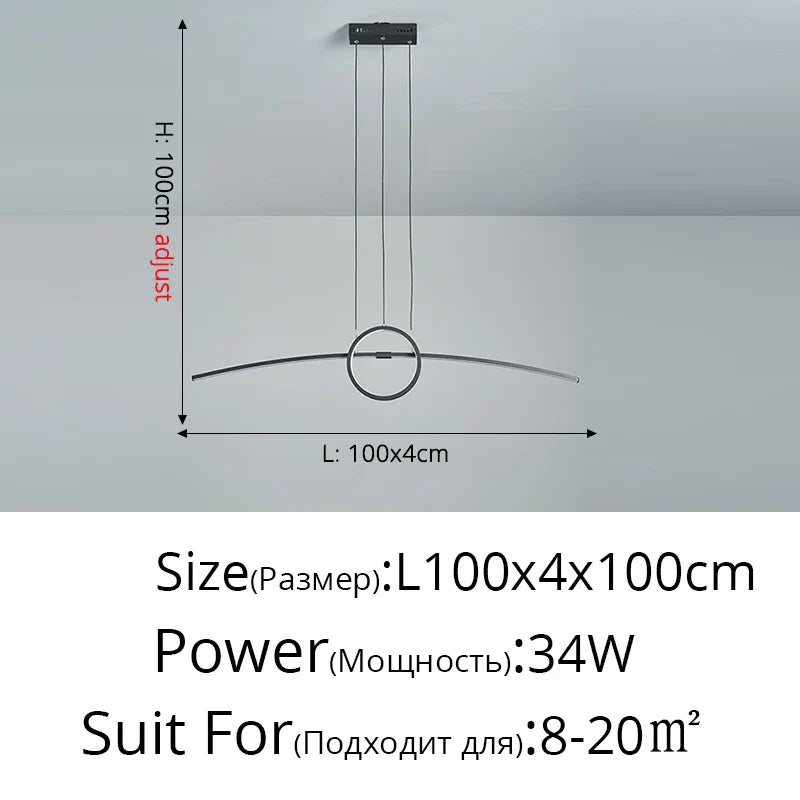 LED Ceiling Chandelier: Modern Minimalist Kitchen Dining Table Lighting